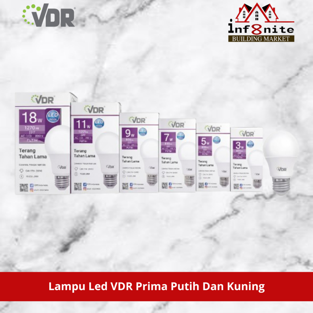VDR Prima Lampu Bohlam LED Cahaya Putih Kuning 3 5 7 9 11 14 18 22 Watt 3W 5W 7W 9W 11W 14W 18W 22W