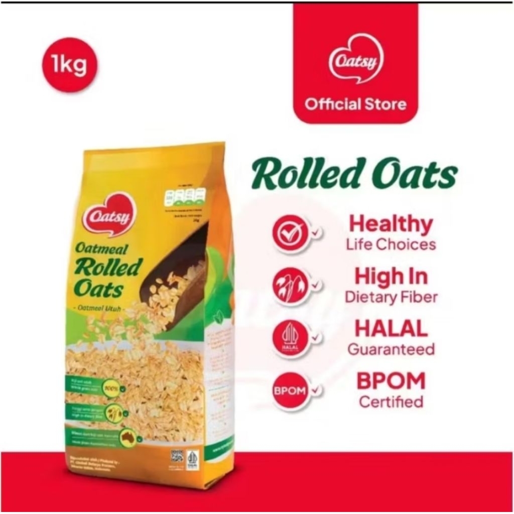 Oatsy Rolled Oatmeal Oat Sarapan Pagi Havermount Utuh 1000g 1kg
