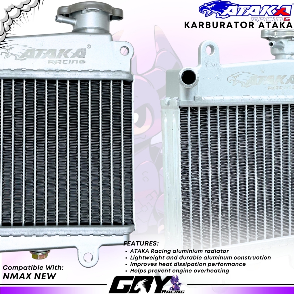 ATAKA Racing Aluminium Radiator NMAX New 346ml – Radiator Almu Aerox 155 Original ATAKA