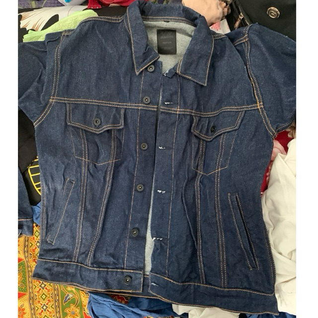 Preloved Baju Jeans RAW Denim Original Size M Dark Blue Like New Belum Pernah Dipakai Premium Qualit