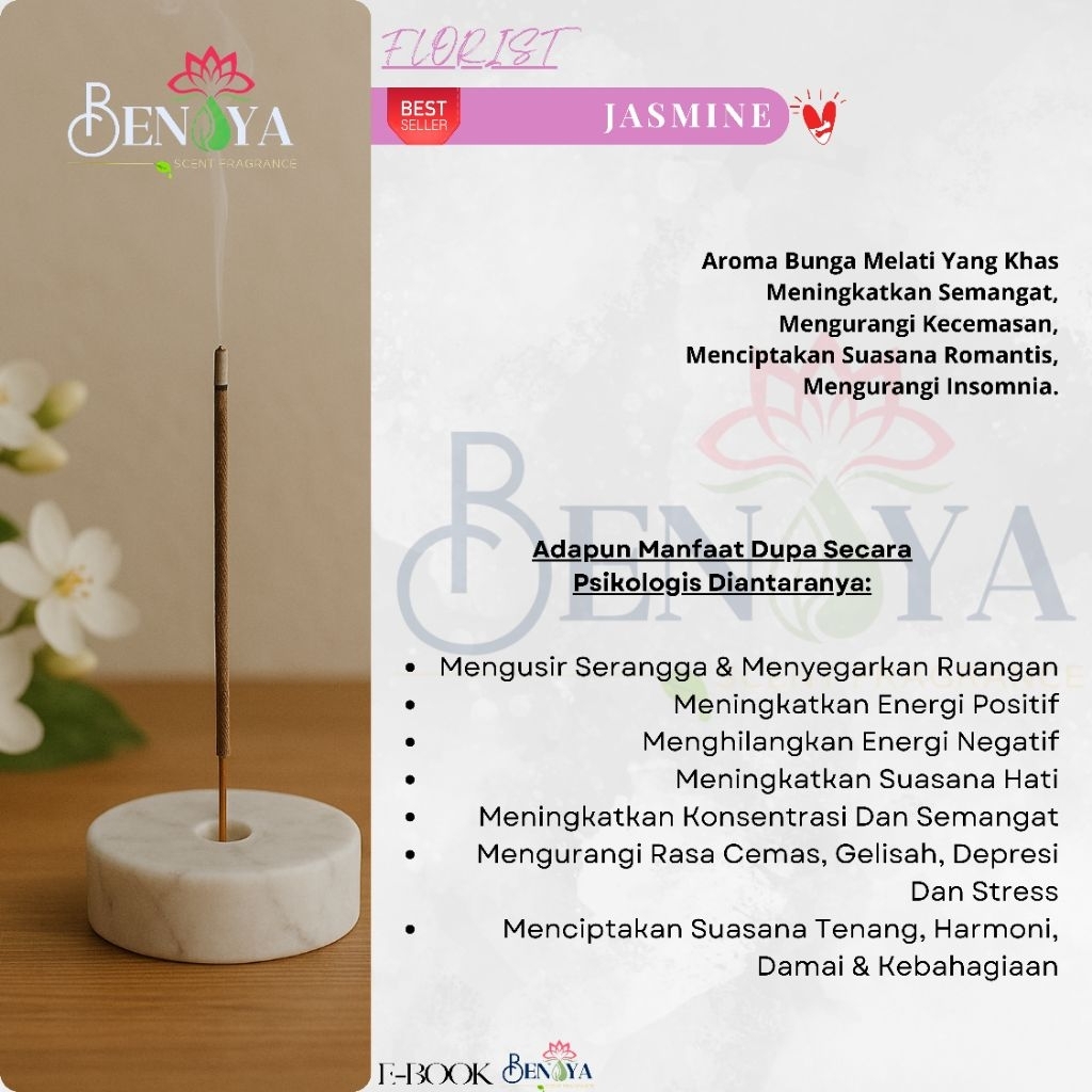 BENAYA Incense Stick JASMINE AROMATERAPI BAKAR DUPA HIO WANGI PREMIUM