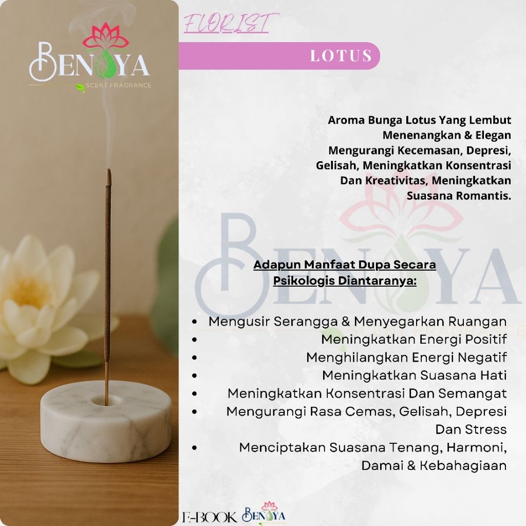 BENAYA Incense Stick LOTUS AROMATERAPI BAKAR DUPA HIO WANGI PREMIUM