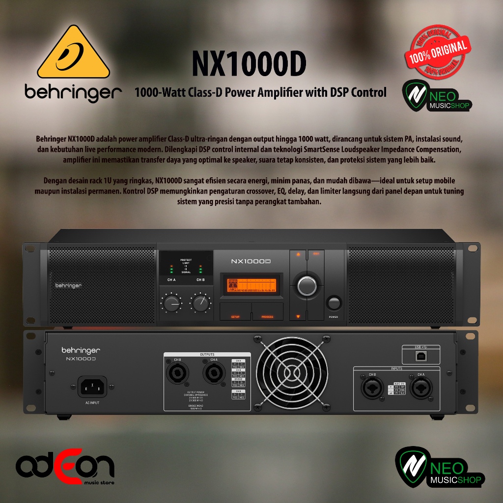 BEHRINGER NX1000D 1000-Watt Class-D Power Amplifier dengan DSP Control