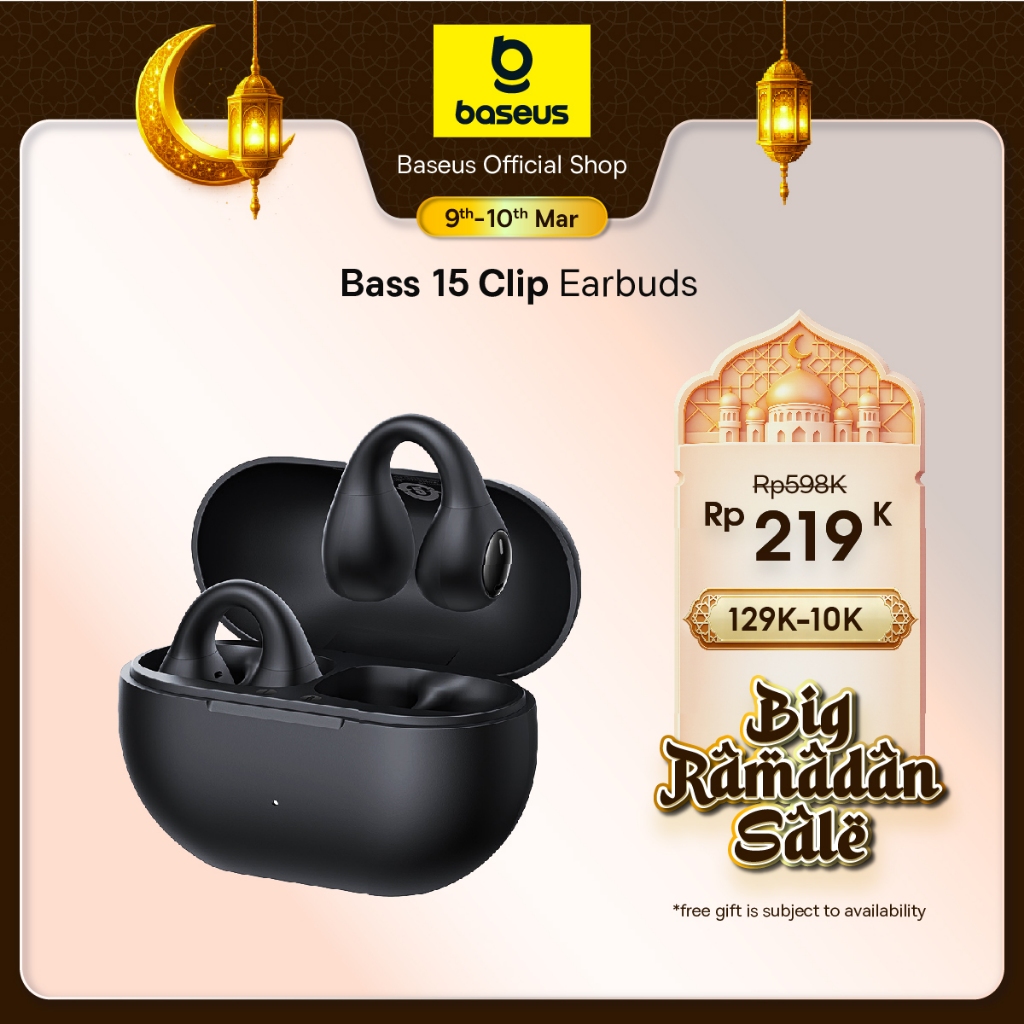 PROMO TERBARU Baseus TWS Bass 15 Clip Open-Ear OWS Ear Clip Earphones Headset Bluetooth 5.4 TWS