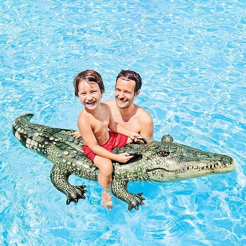 Pelampung Buaya Papan Selancar Pelampung Renang Anak Tiup Realistic Lil' Gator Ride-On Float INTEX 5
