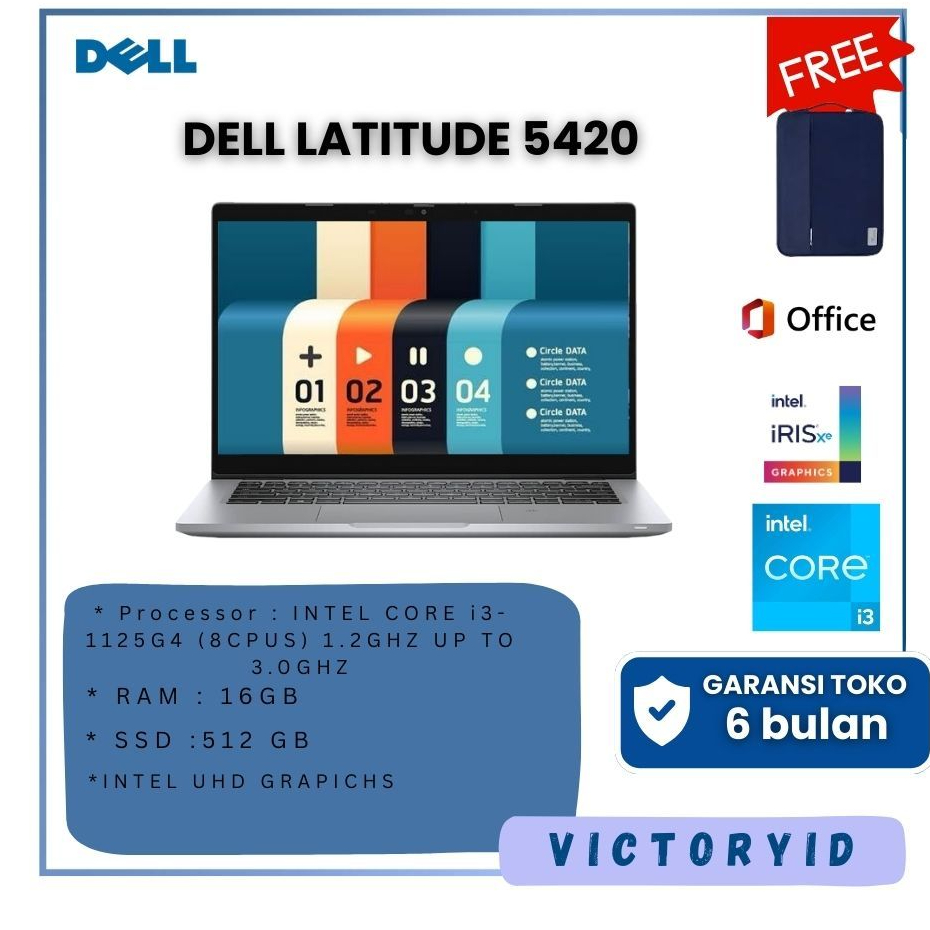 Dell Latitude 5420 Intel i3-1125G4 RAM 8GB SSD 256GB