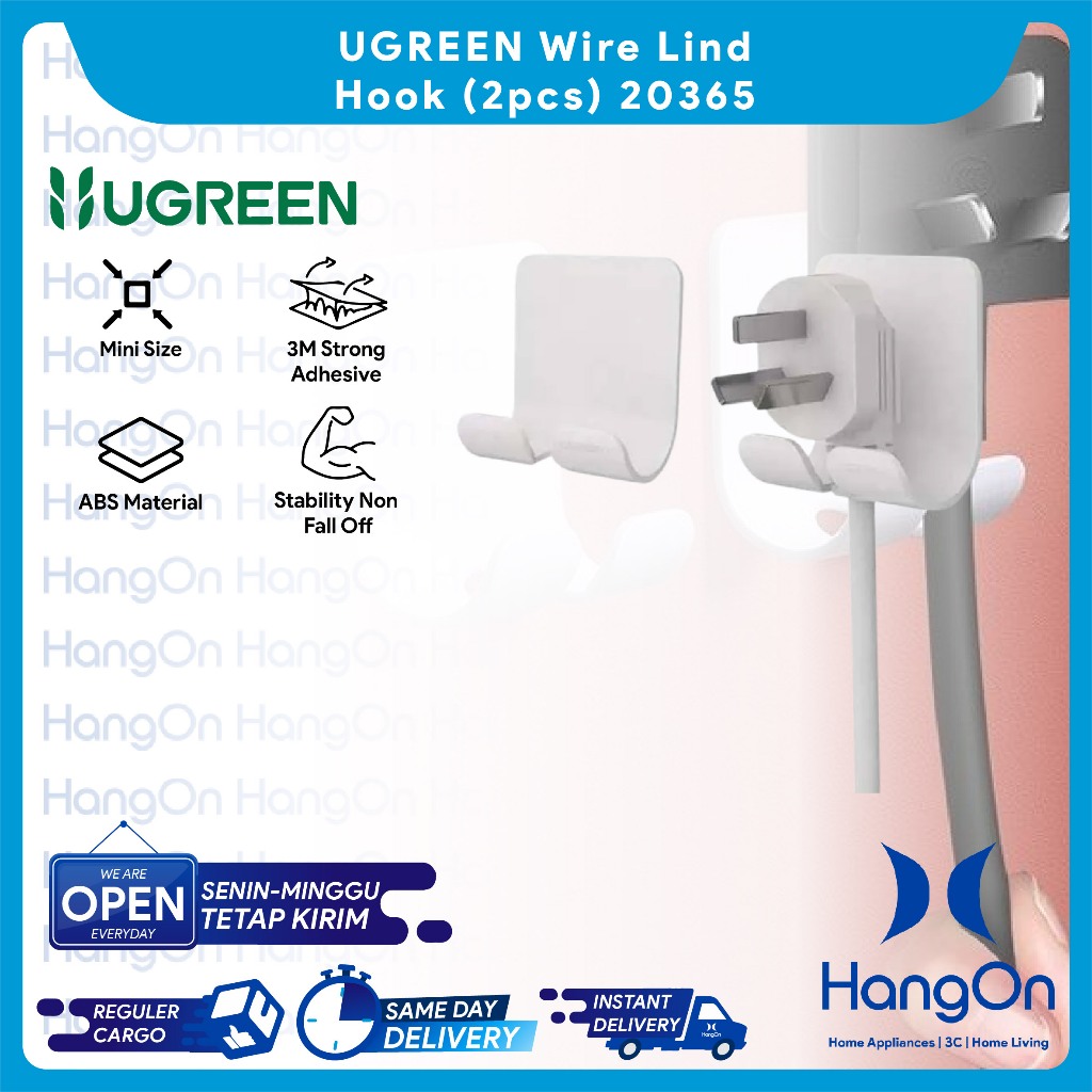 UGREEN 20365 Wire Lind Hook Wall Hook 3M Strong Adhesive Stability Non Fall Off Mini & Compact Size 