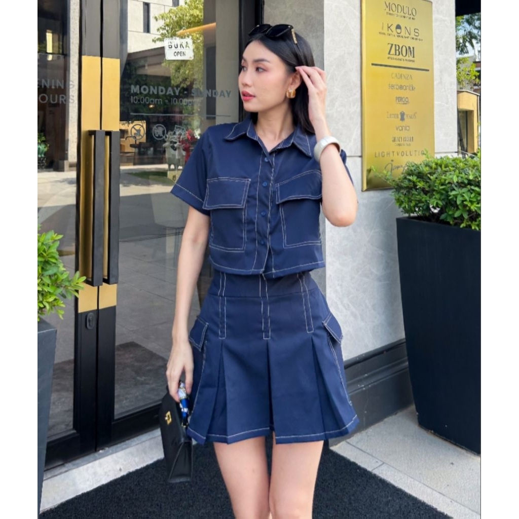 SETELAN WANITA - ELENA SET (CROP TOP + SKORT)
