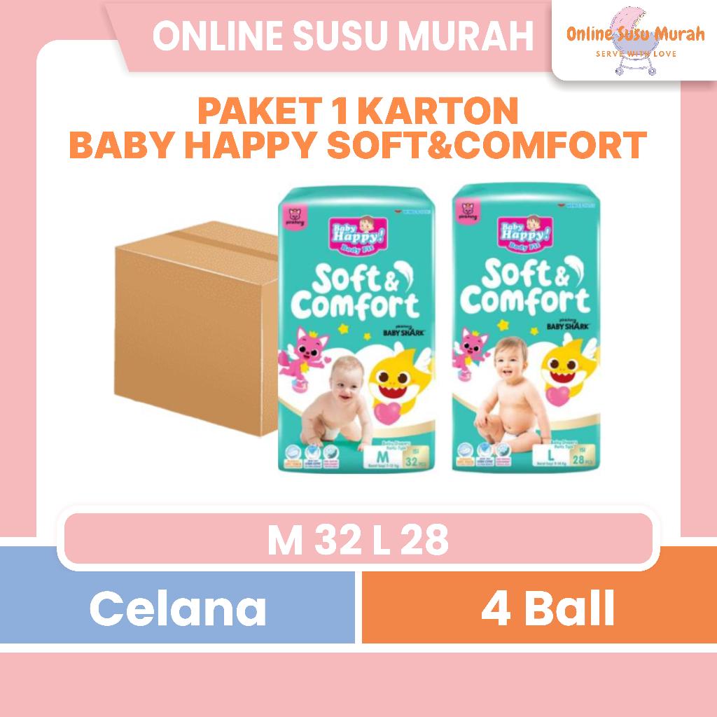 BABY HAPPY PINK FONG FUN & COMFORT PAKET 4 BALL / 1 KARTON M32 L28 POPOK CELANA M 32 L 28 PPKS