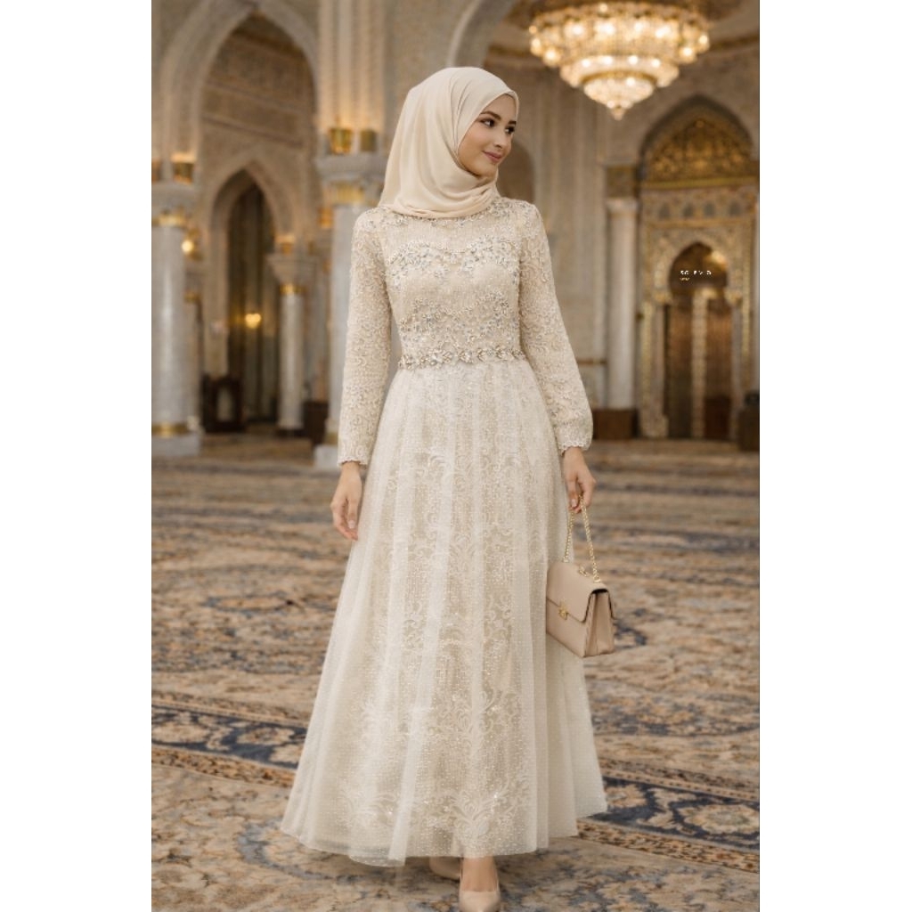 SOLEMIO MAXIDRESS / TERUSAN PANJANG / GAUN PESTA / BAJU MUSLIM / GAMIS  TILLE IMPORT