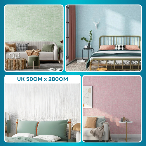 Linen Roll 3D Wallpaper Gulungan Hiasan Dinding Foam Lapis Aluminium Foil Motif Kain Linen 280cm