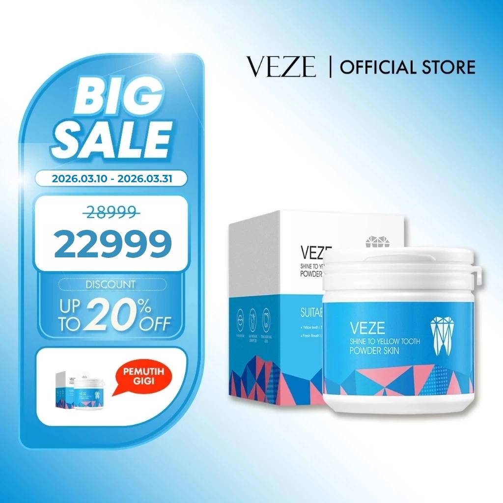 [BPOM] - VEZE Serbuk Pemutih Gigi Shine Yellow tooth Powder Skin Perawatan Gigi 50g