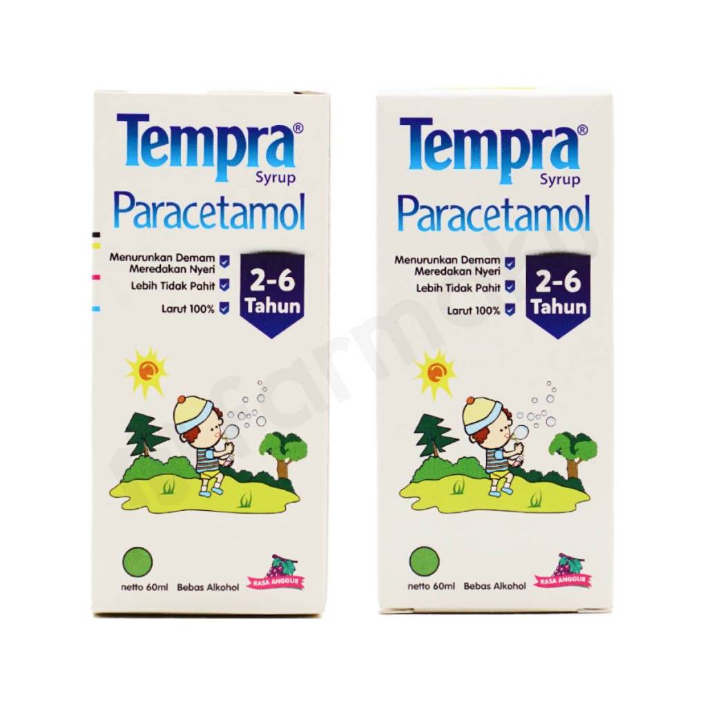 Tempra Sirup Rasa Anggur 100ml - Paracetamol 160mg/5ml, Meredakan Nyeri Ringan, Menurunkan Demam, Un