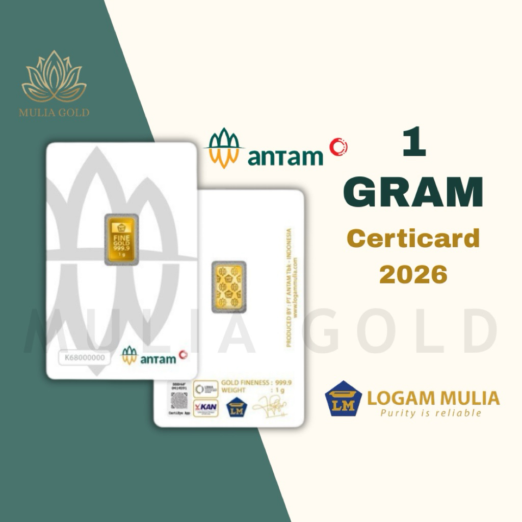LOGAM MULIA ANTAM 1 GRAM CERTICARD/LM ANTAM/EMAS BATANGAN
