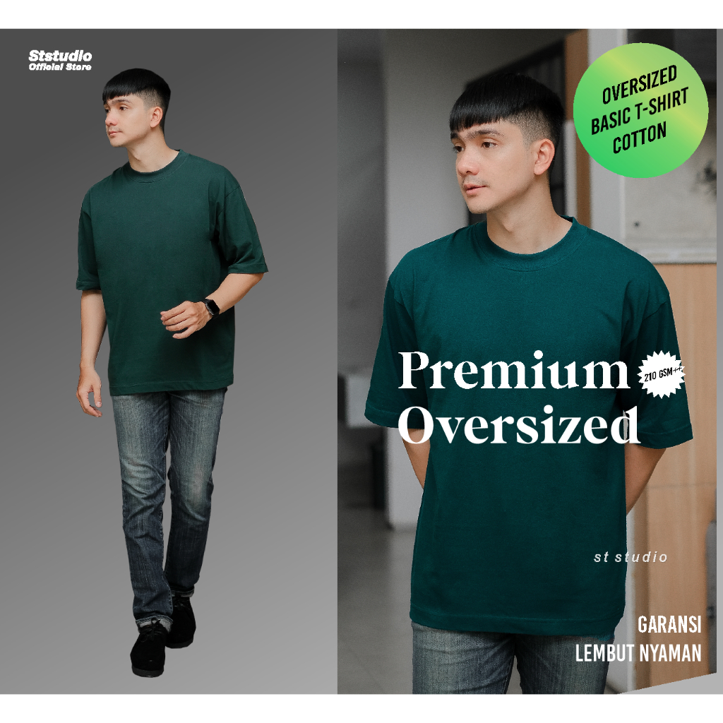 Kaos Oversized Polos Bottle Green  Basic Tshirt Polos Oversized Unisex