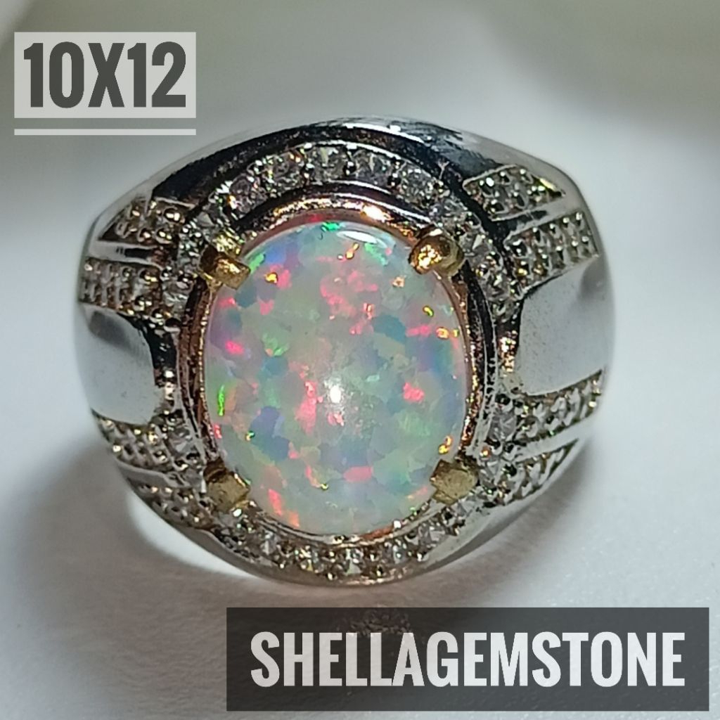 Cincin Pria batu kalimaya milky ausralia 10x12 Siap Pakai