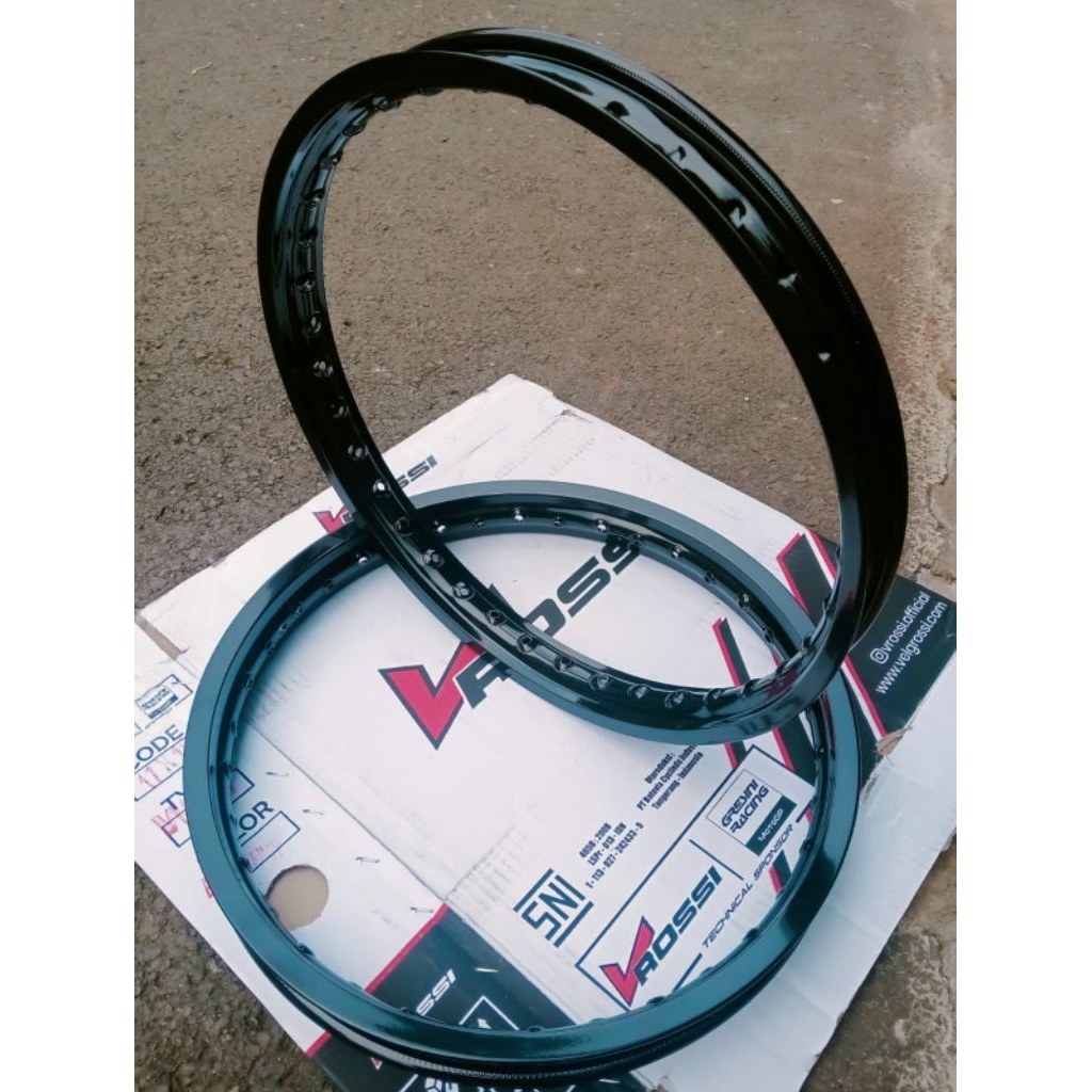 VELG/PELAK VROSSI JARI" BLACK GLOSSY UKURAN RING 17X14/160/185 N215 RING 18X140/260/185 N 215 UNIVER