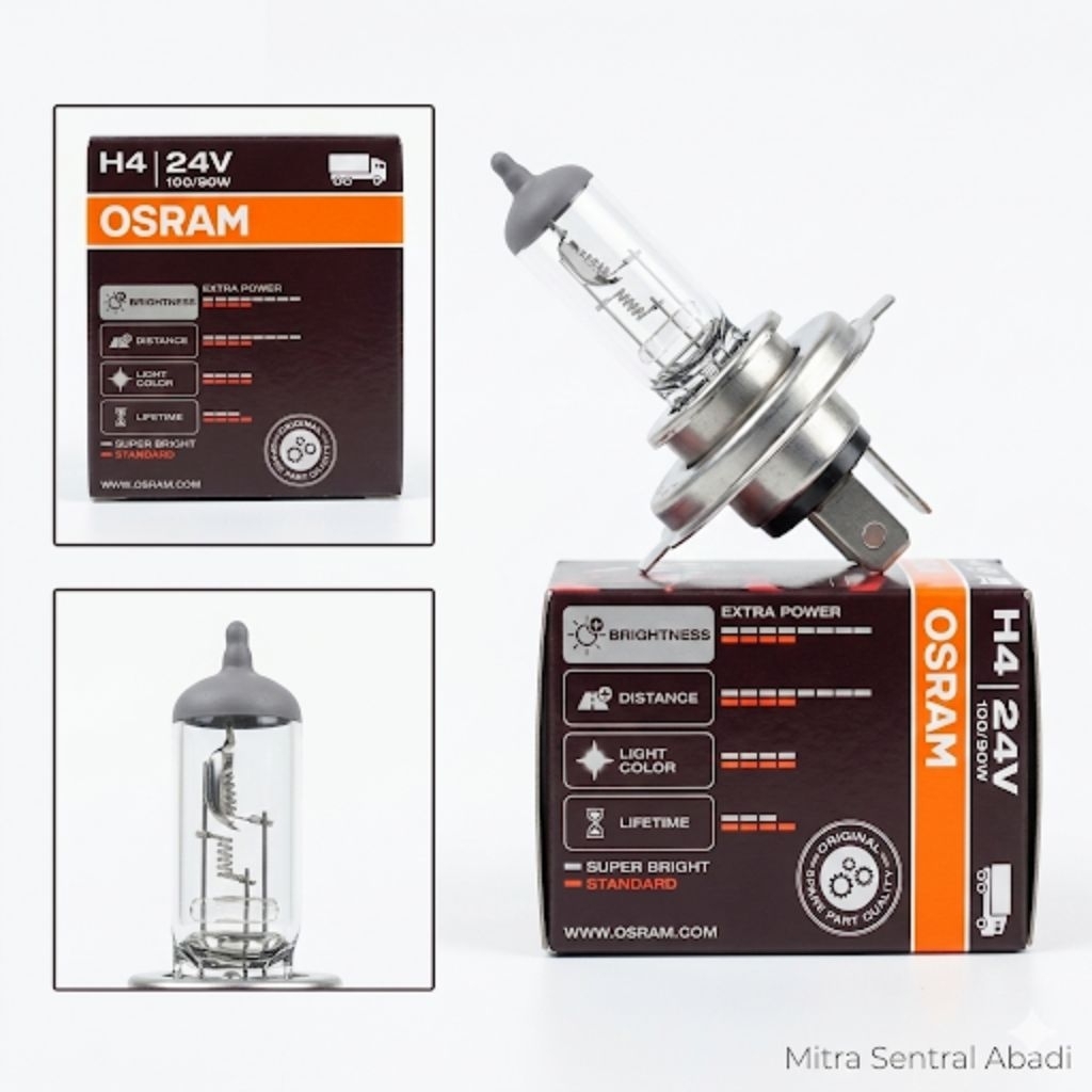 Lampu Bohlam H4 OSRAM 130 90 130/90 Watt 12V halogen utama depan mobil headlamp
