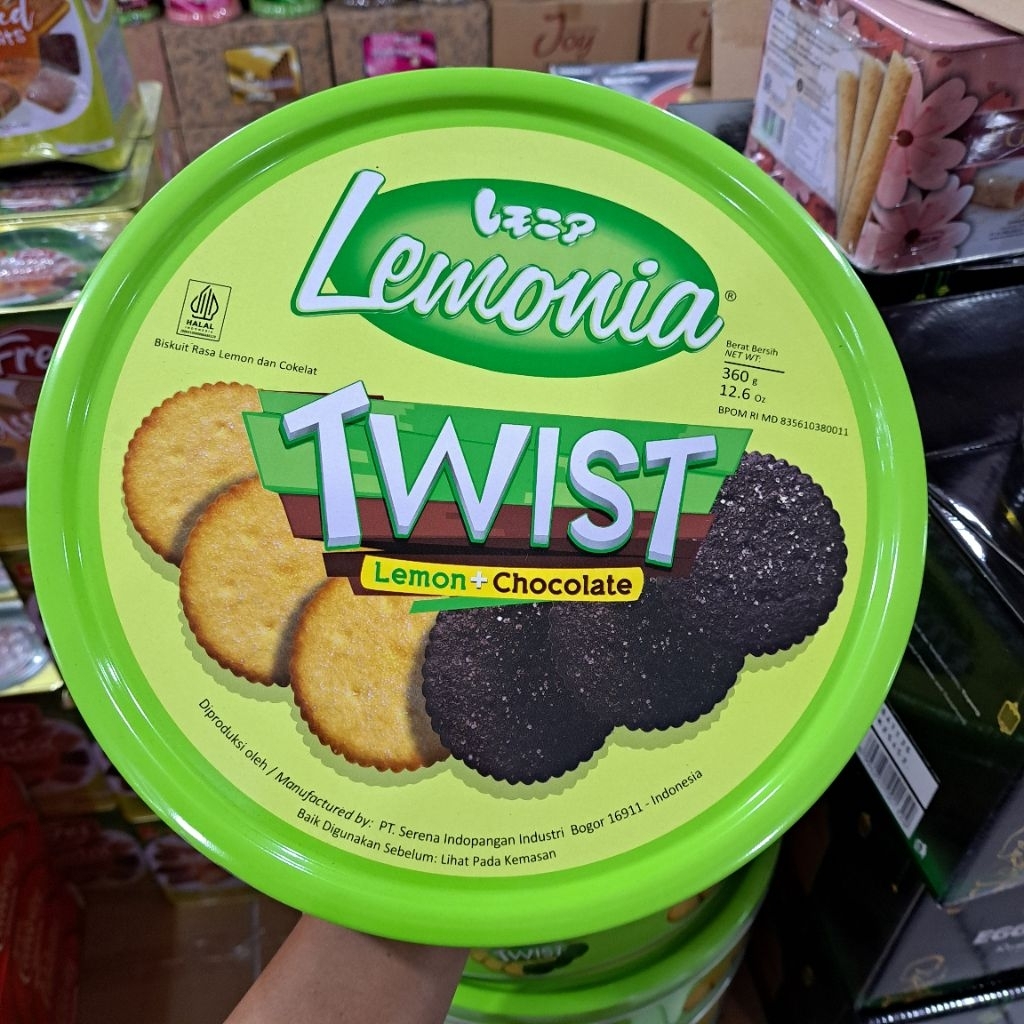 NISSIN LEMONIA TWIST Biskuit 360g Kaleng