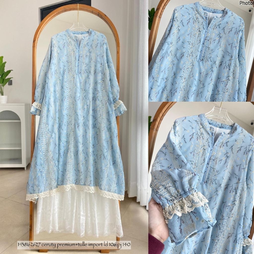 Real pic Original dan TERMURAH Maxi dress Bangkok Import / Maxi Zara Flower Ceruty furing Import