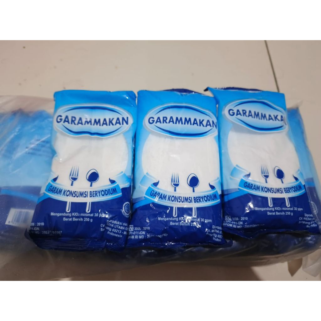garammakan 10 ribu dapat 5 pcs kemasan 250gr,  garam laut organik garam cap garammakan kemasan 250gr