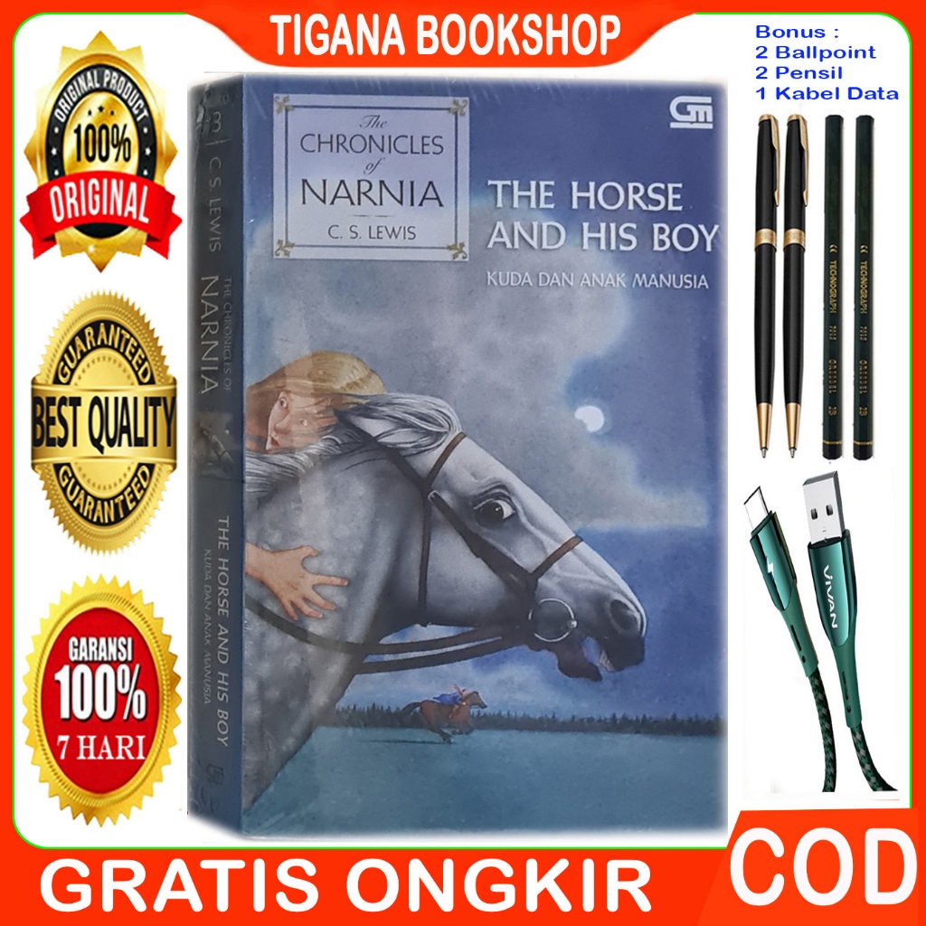 Buku The Chronicles Of Narnia #3 - The Horse and His Boy - Original - Bonus 4 alat tulis & 1 kabel d