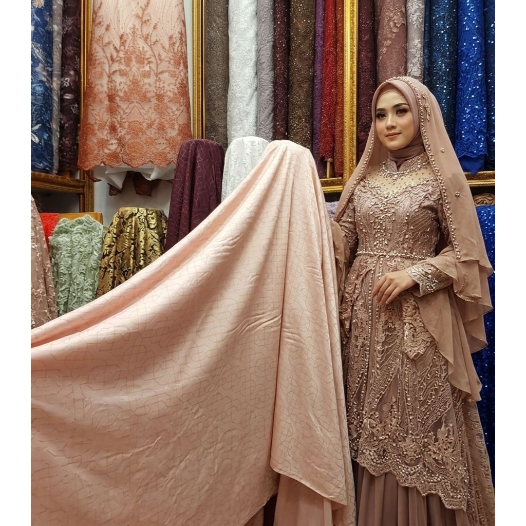 Bahan kain Armani printing motif premium, gamis wanita mewah