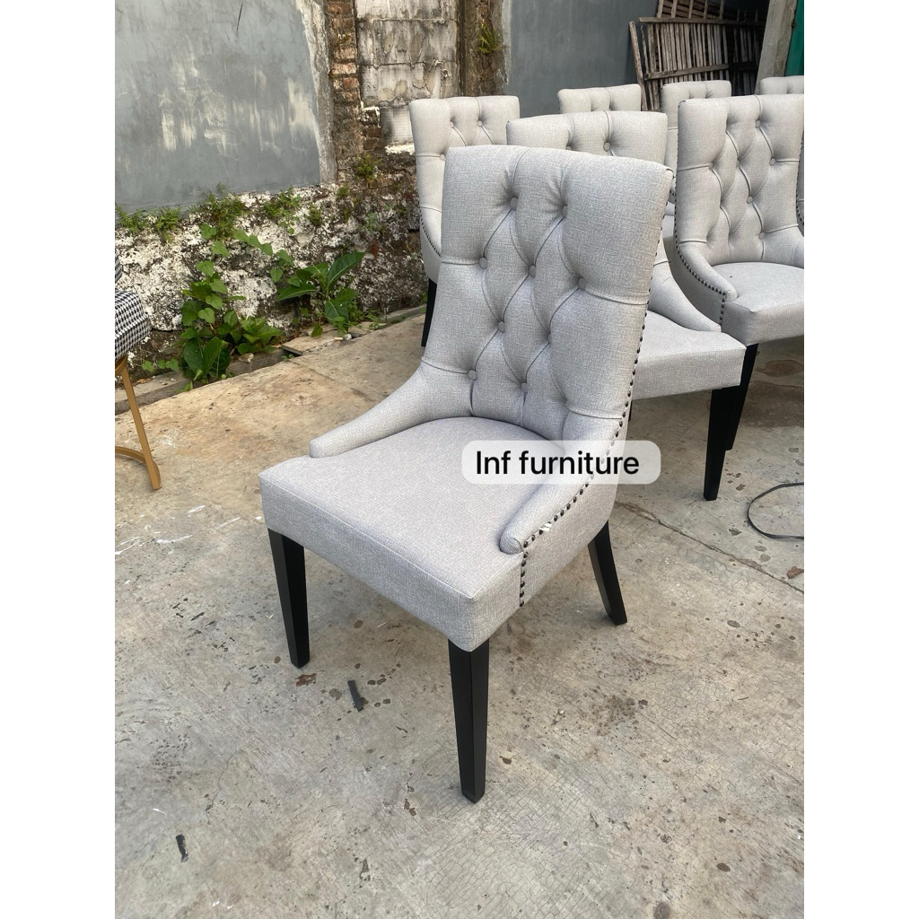 kursi makan kulit sintetis premium model serat kain