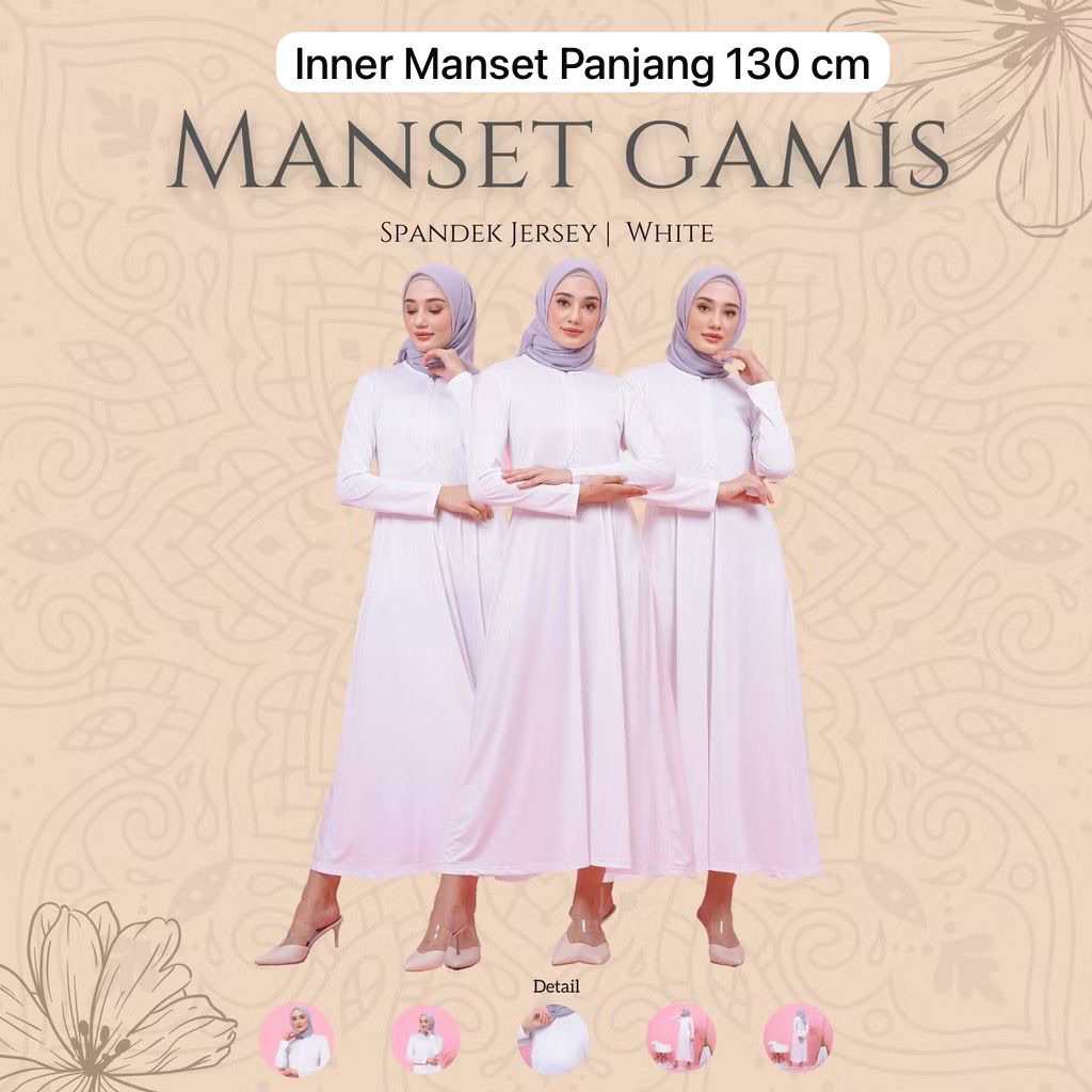 Inner Dress Lengan Panjang Jersey Premium - Manset Gamis Lengan Panjang Jersey BB 40-65