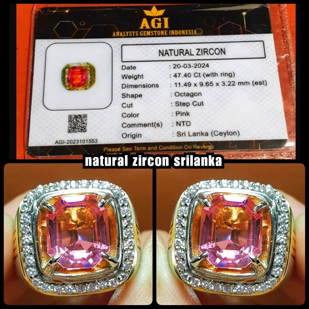 batu permata zircon srilanka ceylon HQ + memo lab