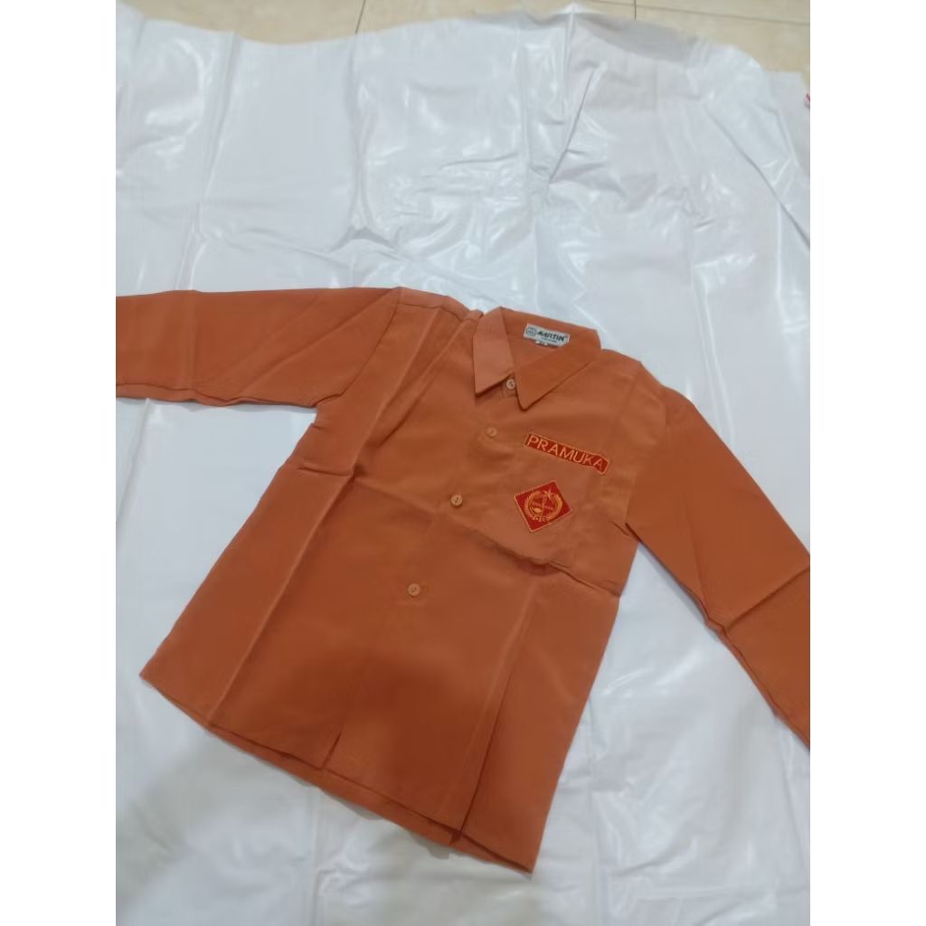 OBRAL BAJU PRAMUKA LENGAN PANJANG LAKI LAKI BAHAN SANWOS LICIN  ukuran kelas 1/2 sd