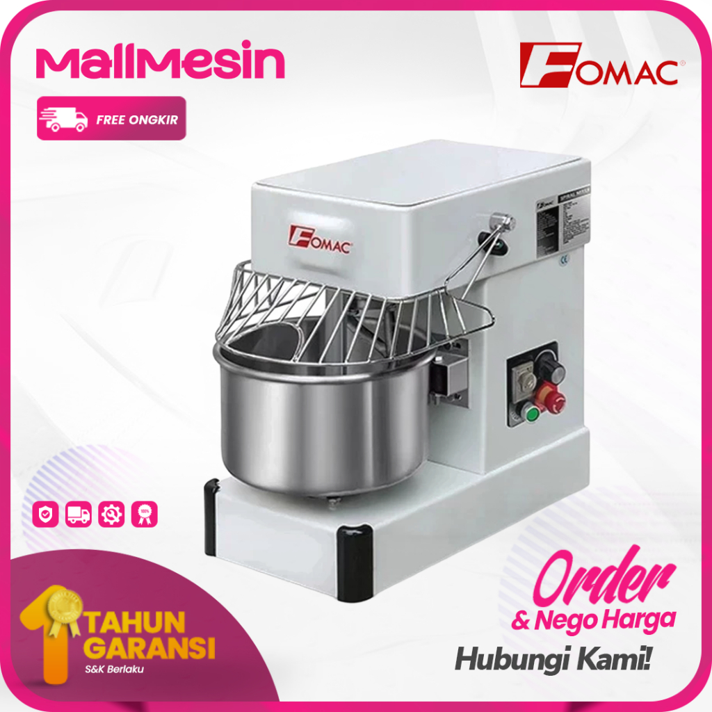 Mesin Pengaduk Adonan Roti Donat Spiral Mixer 10 Liter FOMAC SMX-S10R