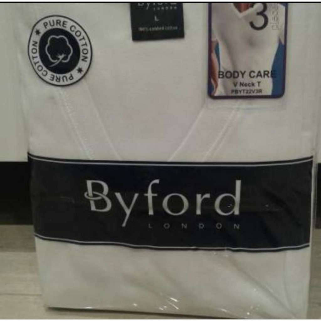 Kaos Dalam Pria Byford isi 3 pcs bahan katun | Warna Putih V-NECK  -