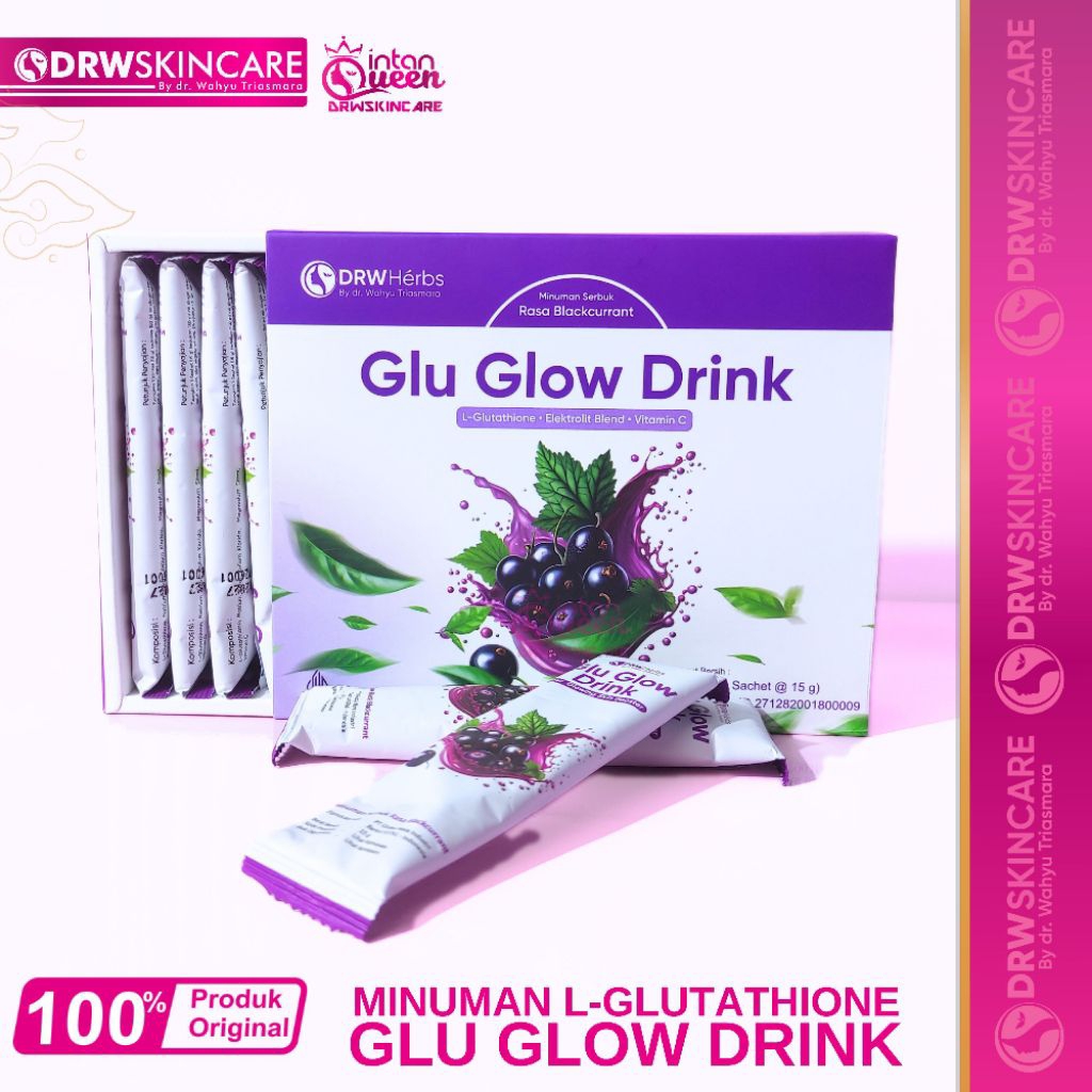 Glu Glow Drink DRW Skincare Minuman L-glutathione Membantu Mencerahkan dan Mengurangi Flek Hitam