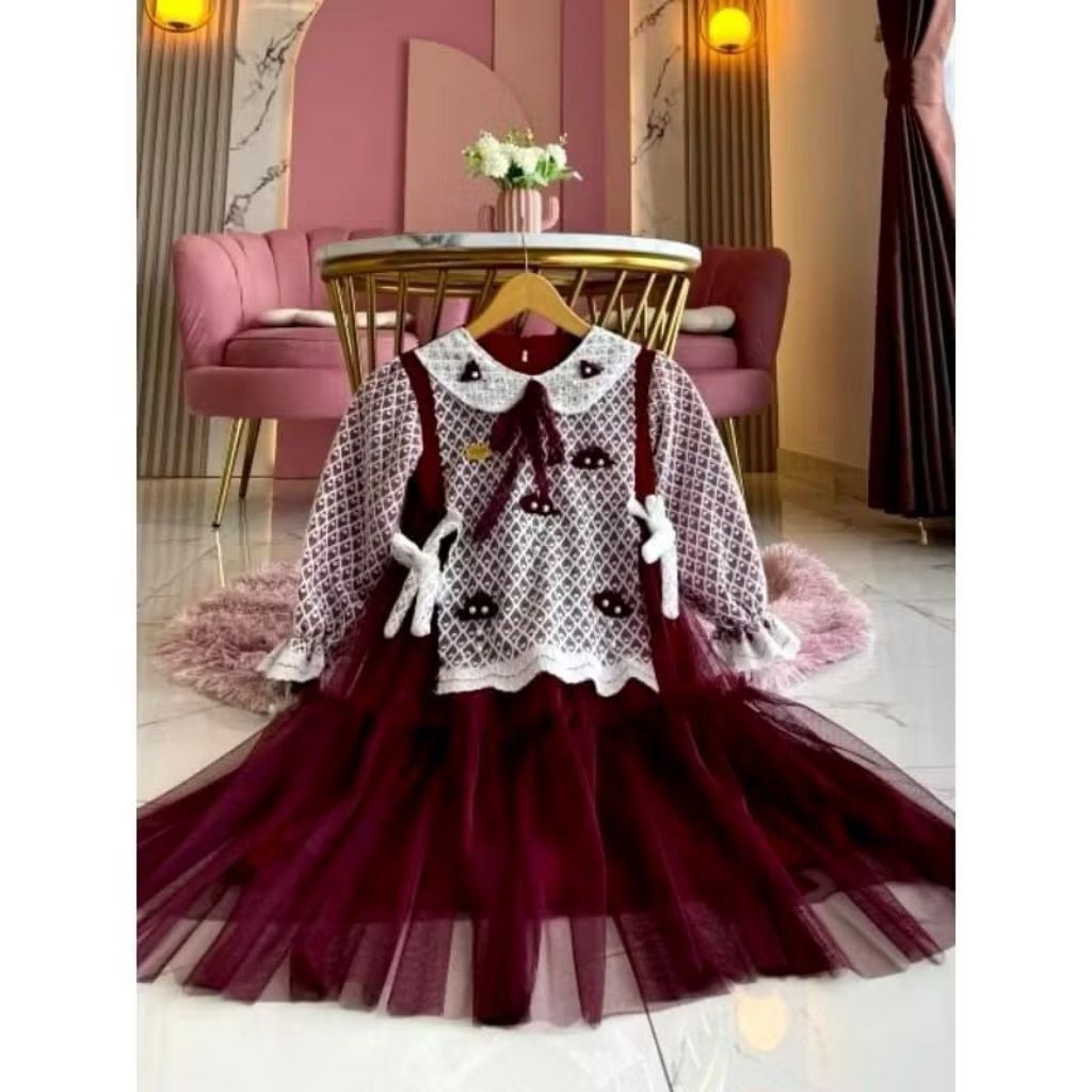 GAMIS ANAK KOREA KIDs Brukat mewah dan elegan Gamis lebaran/gamis pesta