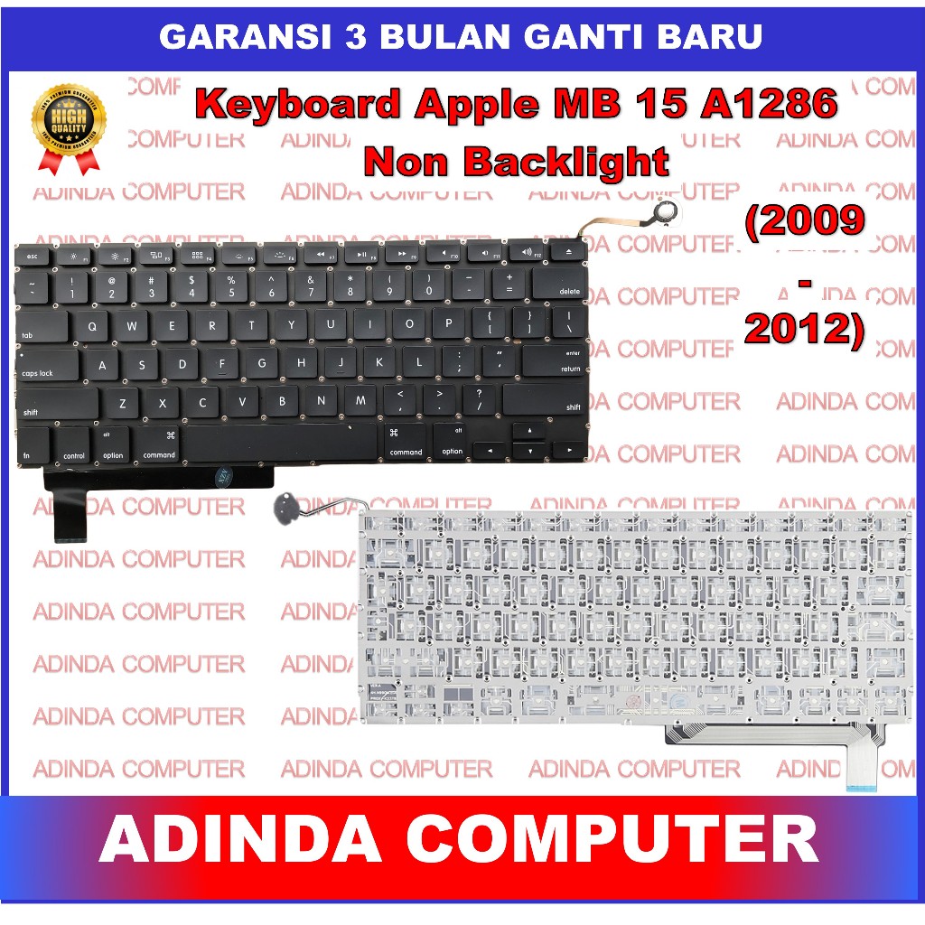 Keyboard Apple Macbook Pro 15" A1286 MC118 MB470 (2009-2012) Backlight Backlit Backlite