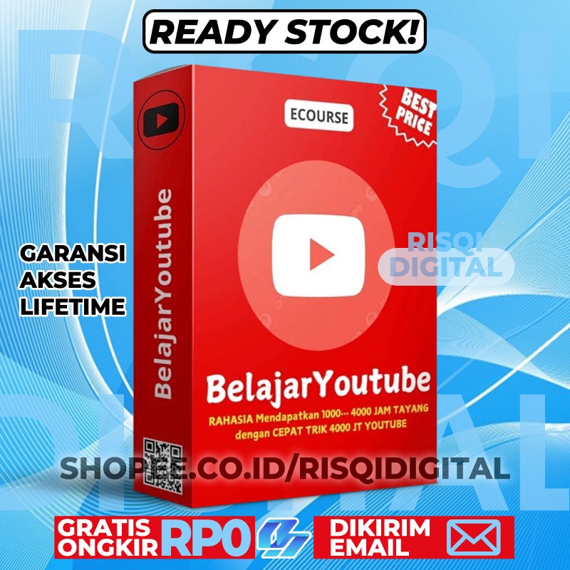 TERLARIS ECOURSE - BELAJAR YOUTUBE - RAHASIA Mendapatkan 1000. 4000 JAM TAYANG dengan CEPAT TRIK 400