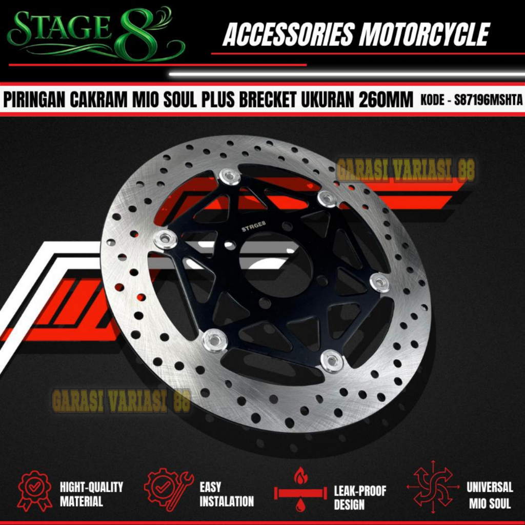 Disc Brake Tad Panigale Six Star Mio Soul 260mm Alloy 4 Lubang Plus Breket Satndar