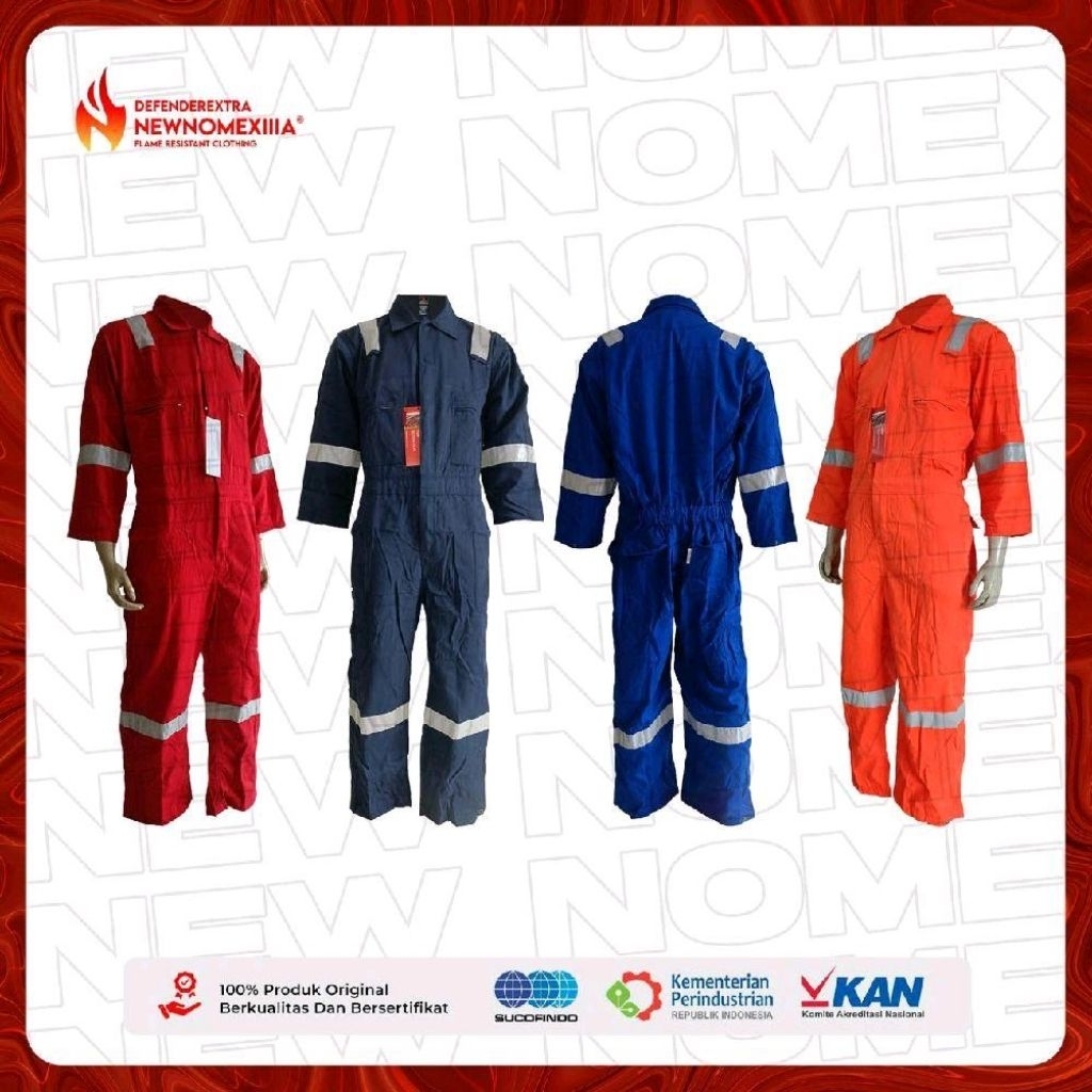 FRC Coverall Baju Kerja Anti Api Bersertifikat Pertamina Migas DefenderExtra NewNomexIIIA Bergaransi