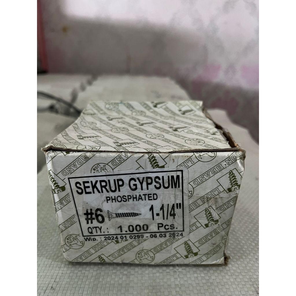 Skrup Gypsum 6 x 1-1/4" (Skrup Gipsum Hitam) - 1 Box - 1000 pcs