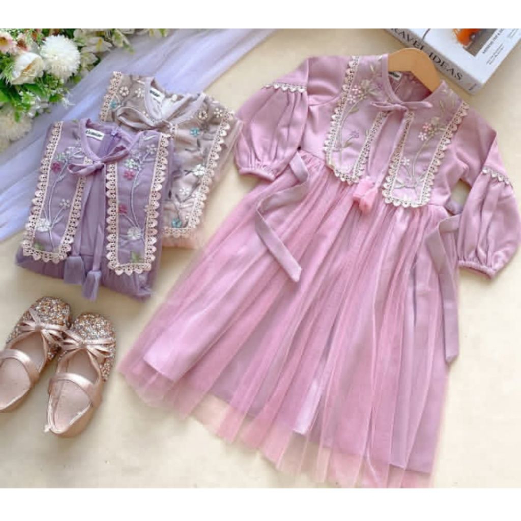 gamis lebaran anak bahan rayon mix tile borkat