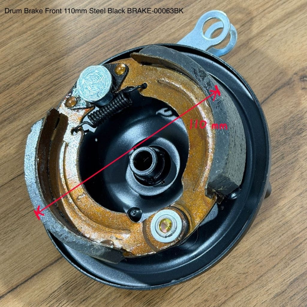Drum Brake Kampas Rem Depan atau Belakang Sepeda Listrik Strummer 110 mm Steel Black Per Pcs