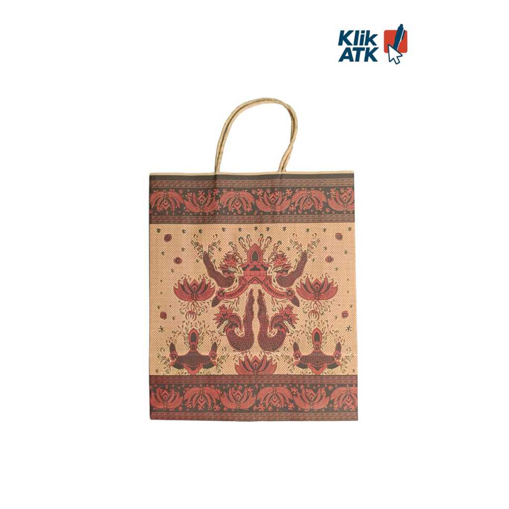 Paper Bag bahan kertas motif batik warna merah & hijau - Per pcs