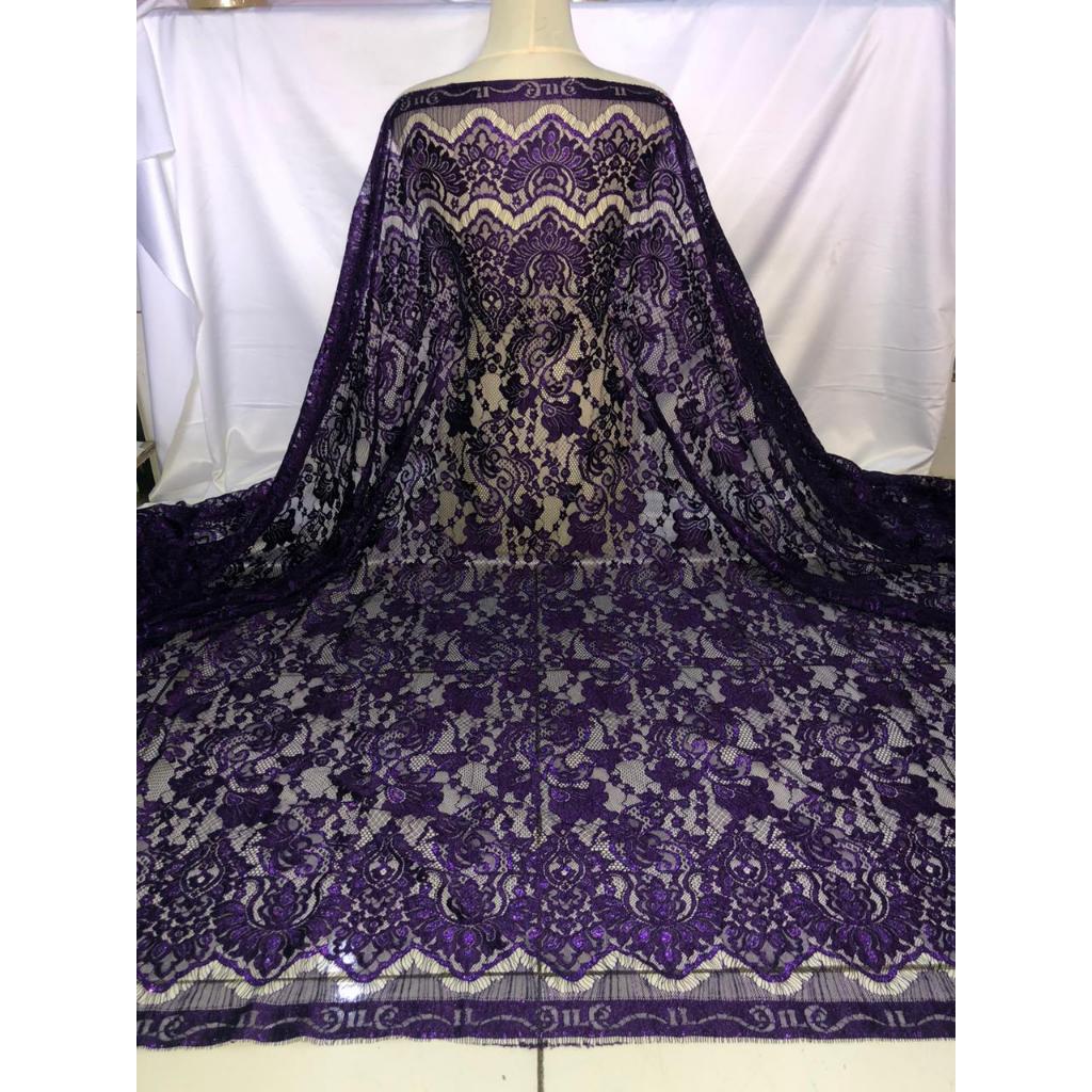 Kain Kebaya Brokat Semi Prancis Premium Metalik Mewah Motif Terbaru
