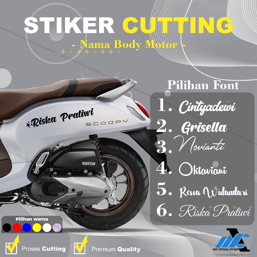 STIKER CUSTOM NAMA BODY MOTOR SCOOPY AEROX FILANO STYLO-STIKER CUTTING CUSTOM NAMA BODY MOTOR SEMUA 