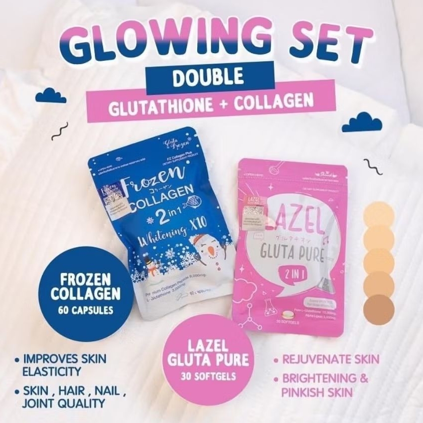 GLOWING SET DOUBLE GLUTATHIONE + COLLAGEN 100% ORIGINAL THAILAND
