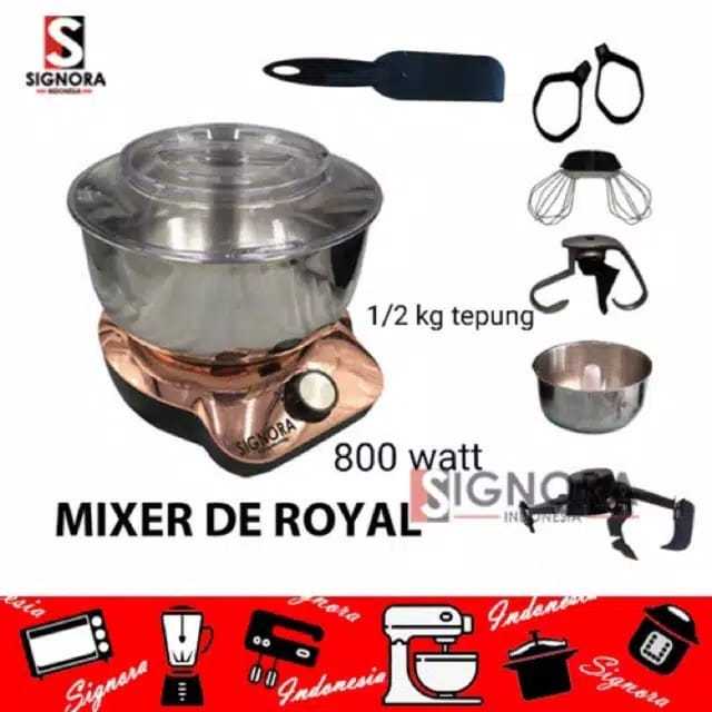 Mixer De Royal Signora 800W Stand Mixer 5L | Mixer Roti & Cake | 6 Kecepatan