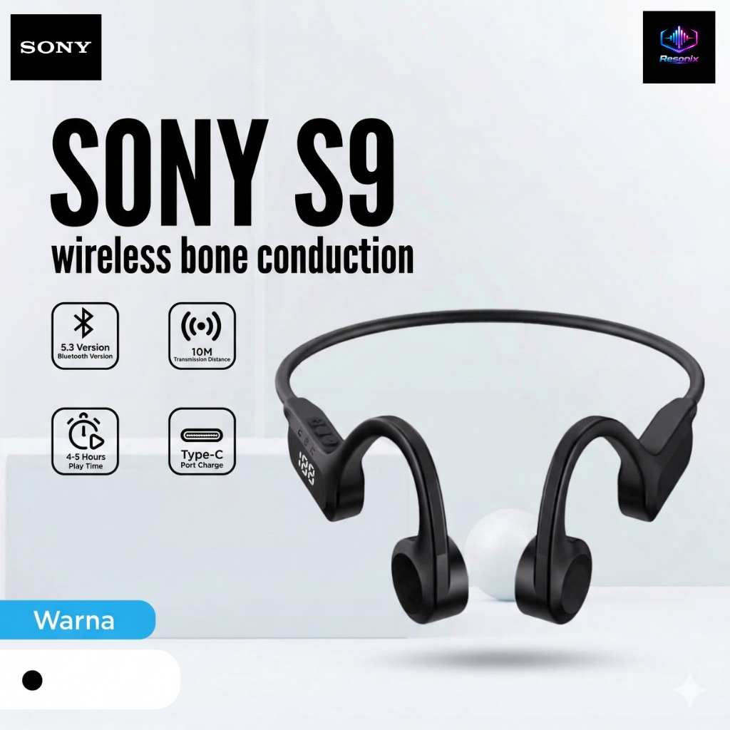 Earphone Bluetooth SONY S9 clip memory card headset Lari Olahraga-- Bone Conduction