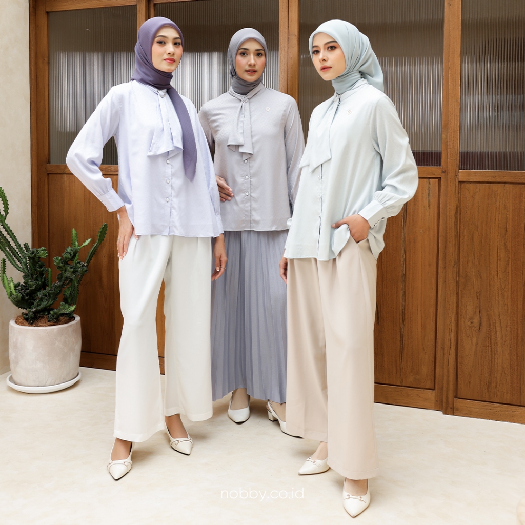 Nobby Atasan Wanita Aurelia Kemeja Polos Bahan Viscose Jacquard