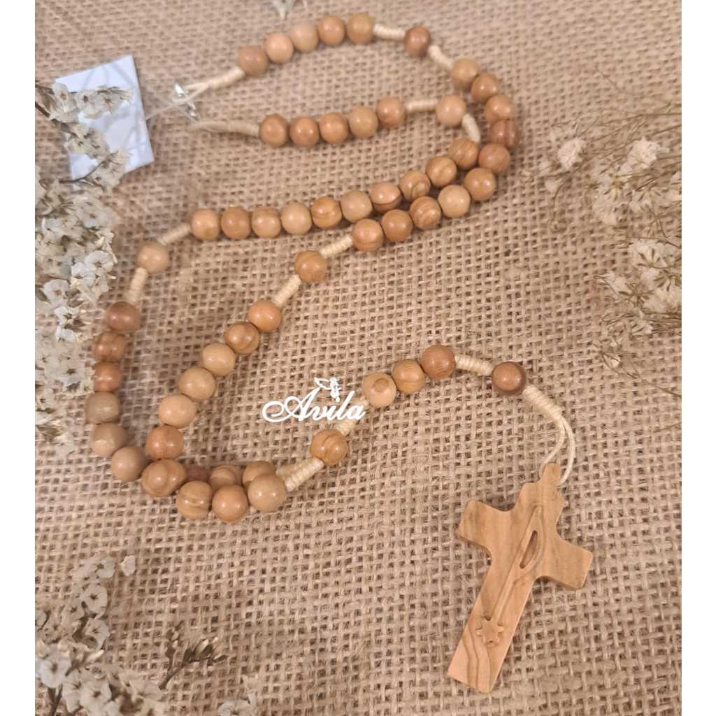 Rosario Kayu Olive Salib Chi Rho Italy Doa Katolik